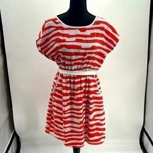 UEC Ya Los Angeles orange & white sundress with pockets medium